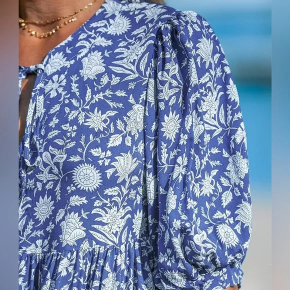 CUPSHE Floral Blue and White Dress - Picture 4 of 6